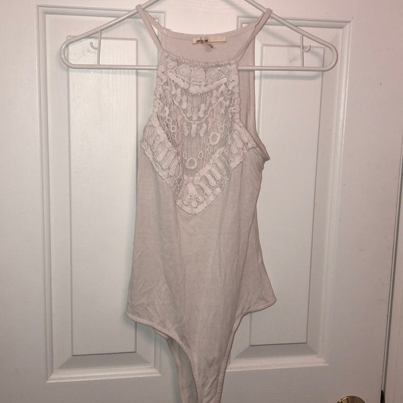 Bodysuit with Open Knit Lace Front - Picture 2 of 3